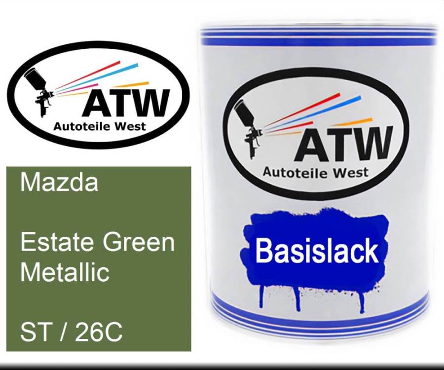 Mazda, Estate Green Metallic, ST / 26C: 1L Lackdose, von ATW Autoteile West.